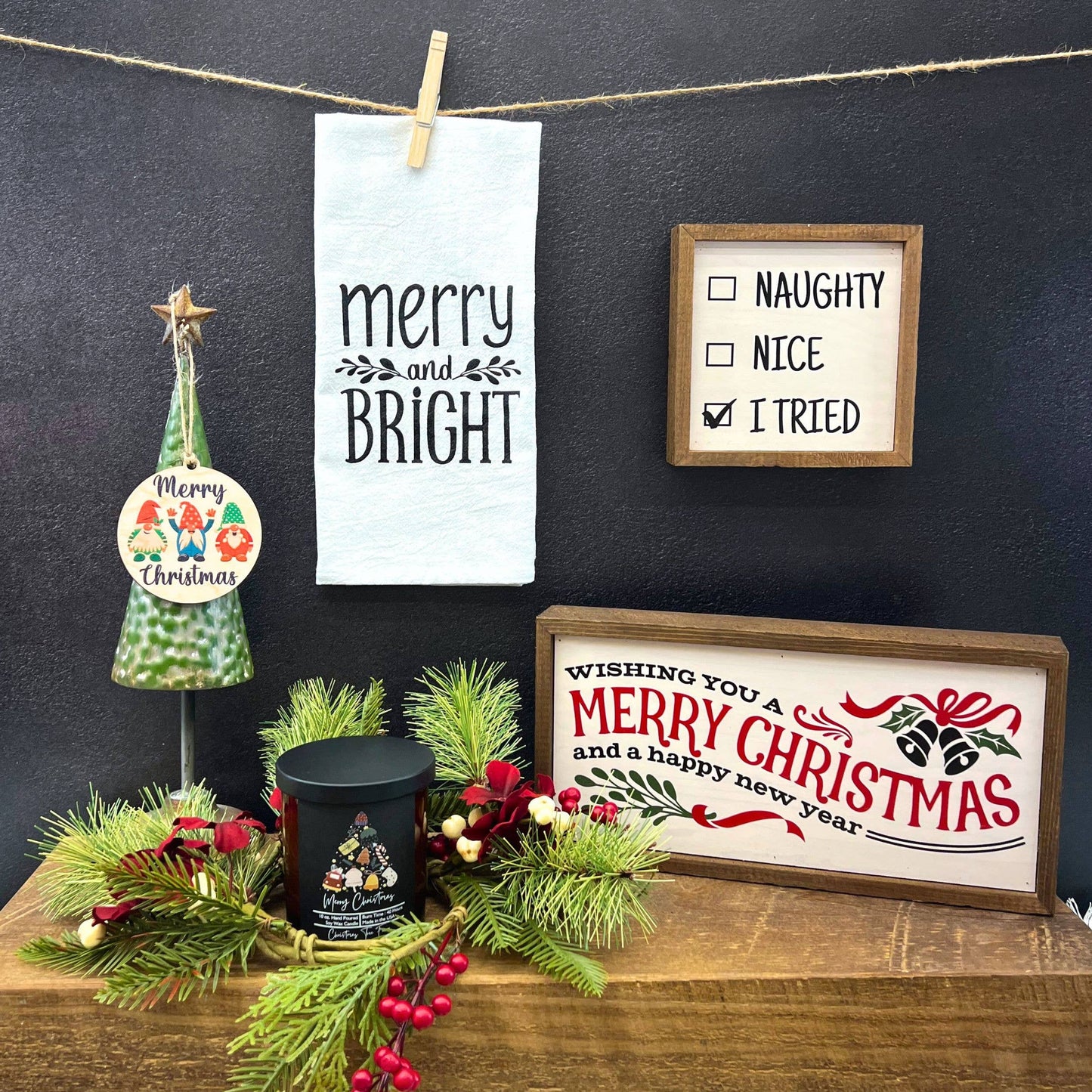I Tried Desk Sitting Box Signs - Christmas Decor