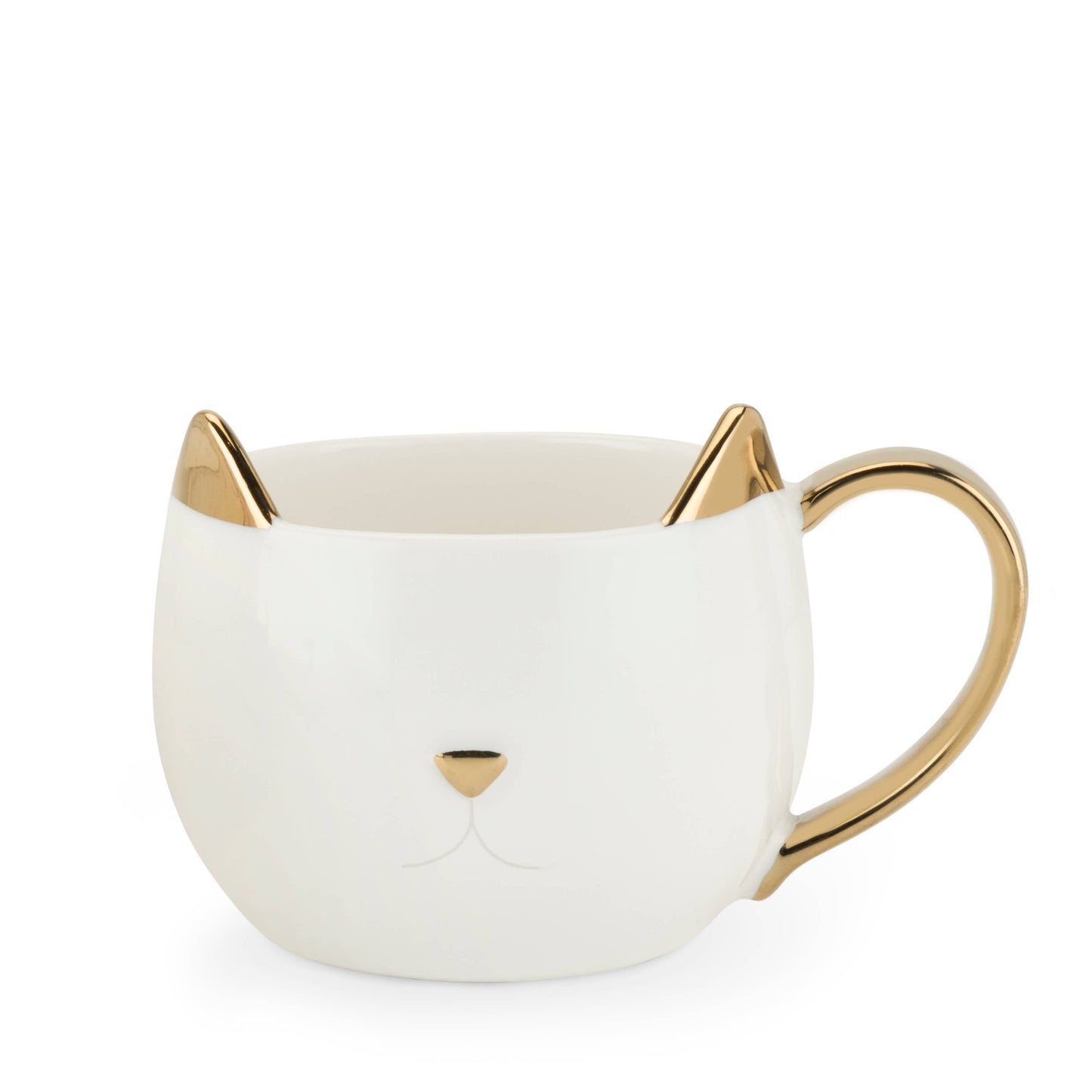 Chloe™ Ceramic Mug - Cat - "Feline Good" - White & Gold